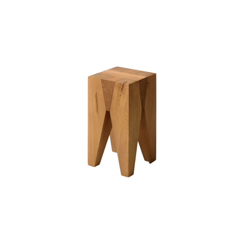 Solid Oak Block Stool