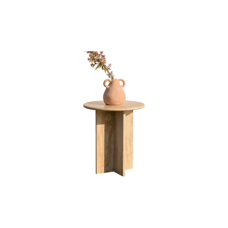 Travertine Side Table